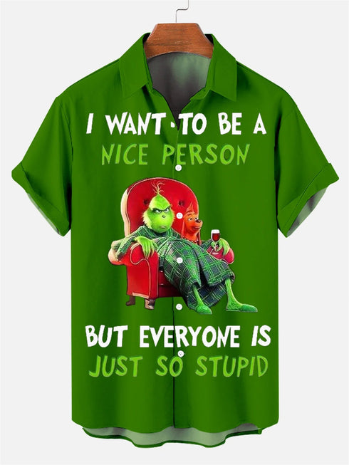 Men's Christmas Funny Graphic Short Sleeve Hawaiian Shirt